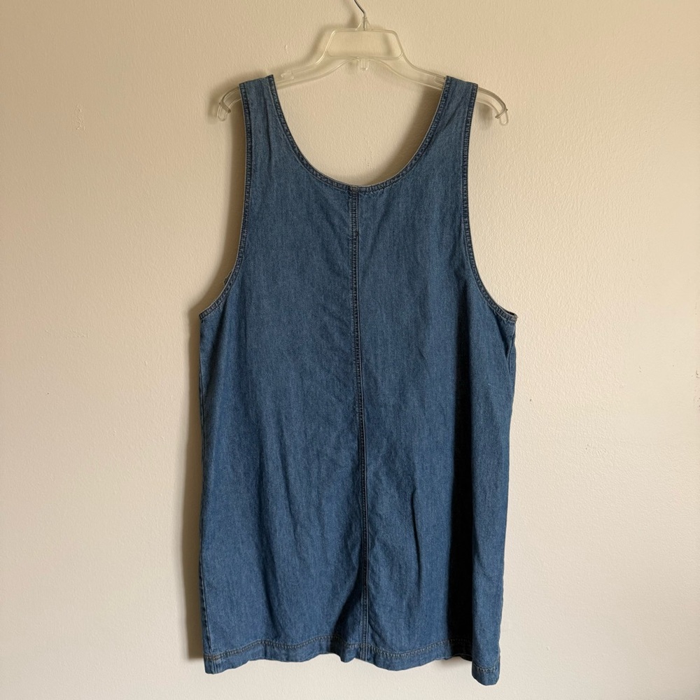 Vintage Y2K Sonoma Light Blue Denim Jumper Dress Button Down Front Pockets Large - Picture 4 of 6